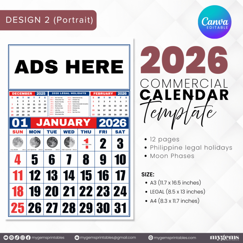 2026 Commercial Calendar Template | Canva Editable - Image 2