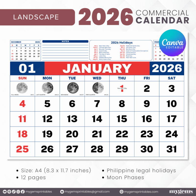 2026 Commercial Calendar Template | Canva Editable - Image 4