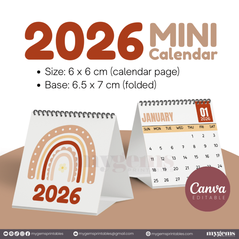 23 Designs | 2026 Mini Calendar Template | Canva Editable - Image 22