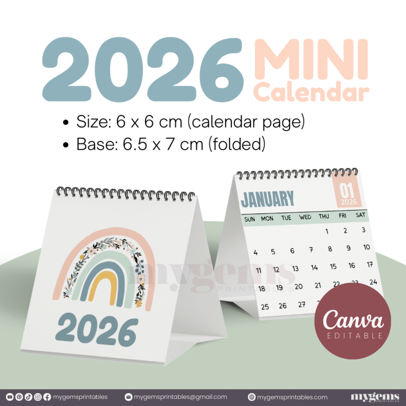 23 Designs | 2026 Mini Calendar Template | Canva Editable - Image 23