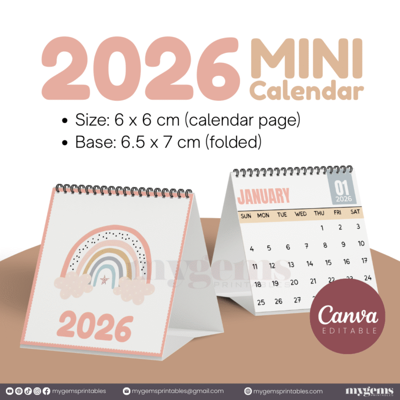 23 Designs | 2026 Mini Calendar Template | Canva Editable - Image 2