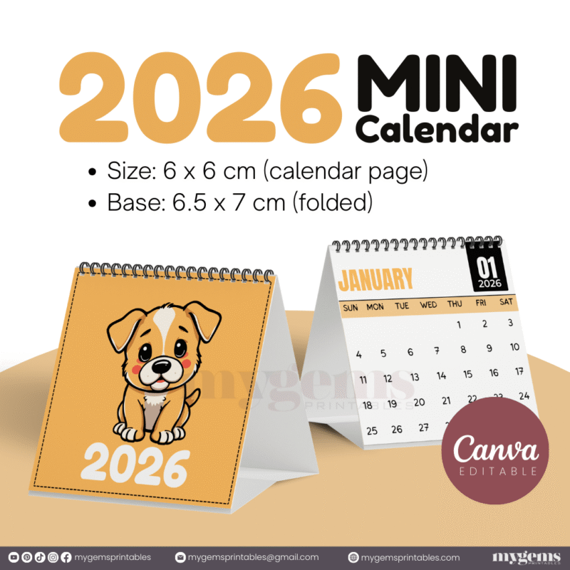 23 Designs | 2026 Mini Calendar Template | Canva Editable - Image 4