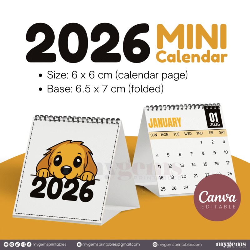 23 Designs | 2026 Mini Calendar Template | Canva Editable - Image 6