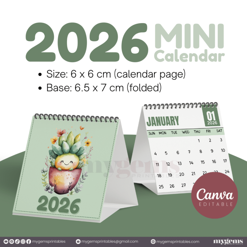 23 Designs | 2026 Mini Calendar Template | Canva Editable - Image 14