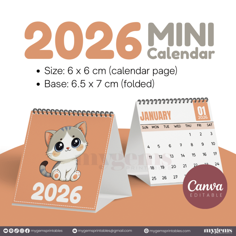23 Designs | 2026 Mini Calendar Template | Canva Editable - Image 17