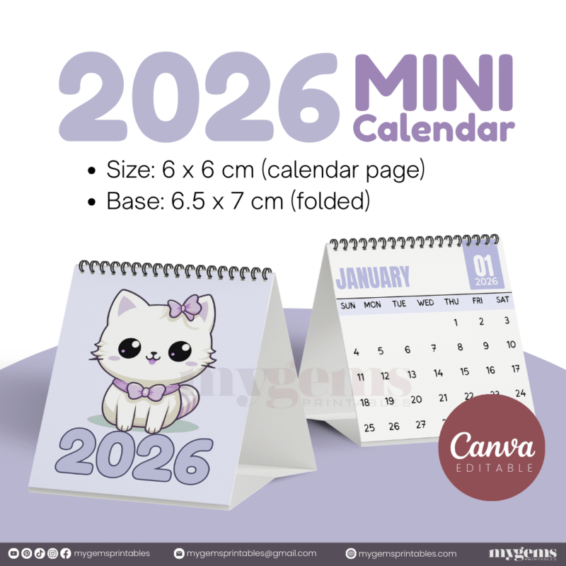 23 Designs | 2026 Mini Calendar Template | Canva Editable - Image 19