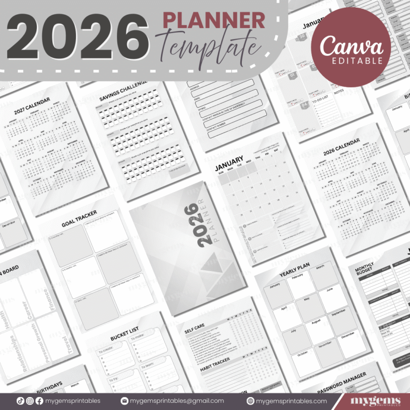 10 Designs | 2026 Planner Template (A5) | Canva Editable - Image 22