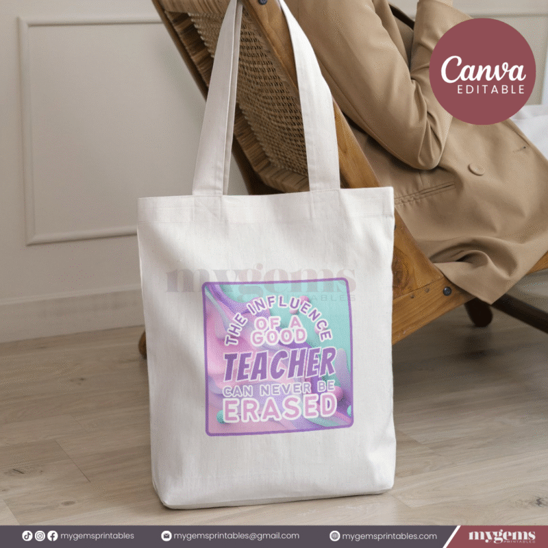 20 Designs | Teacher's Day Tote Bag Design Template A4 Size | Canva Editable - Image 13