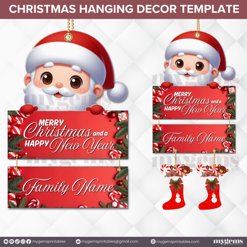 20 Designs | Christmas Hanging Decor Template | Canva Editable - Image 12