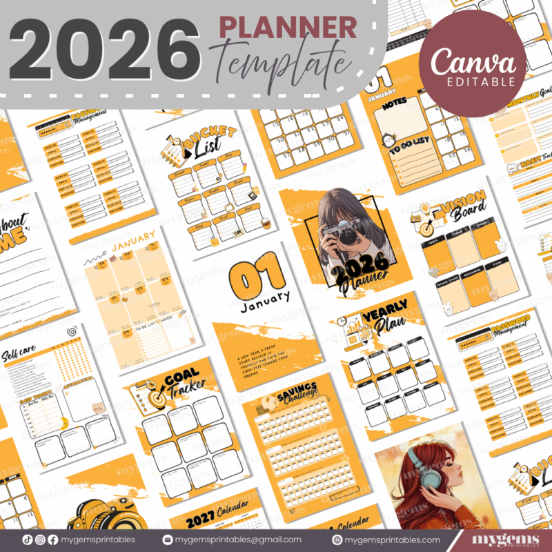 10 Designs | 2026 Planner Template (A5) | Canva Editable - Image 20