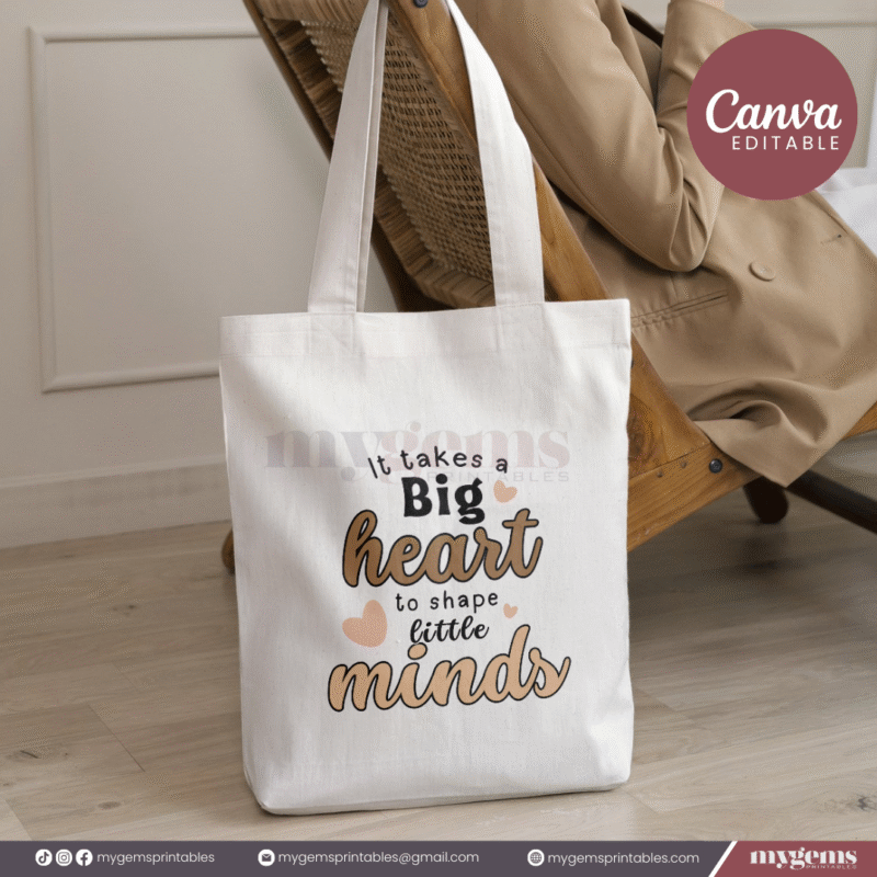 20 Designs | Teacher's Day Tote Bag Design Template A4 Size | Canva Editable - Image 2