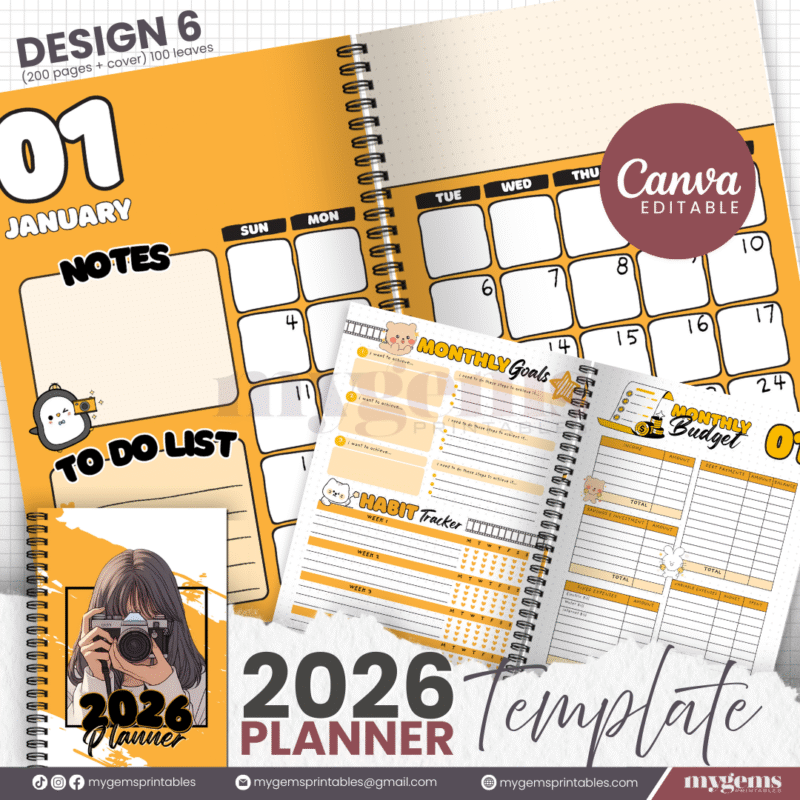 10 Designs | 2026 Planner Template (A5) | Canva Editable - Image 3