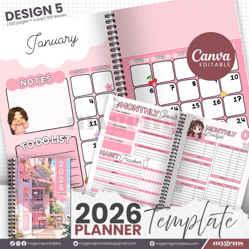 10 Designs | 2026 Planner Template (A5) | Canva Editable - Image 7