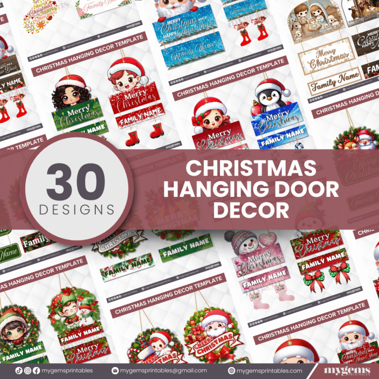 30 Designs | Christmas Hanging Decor Template | Canva Editable