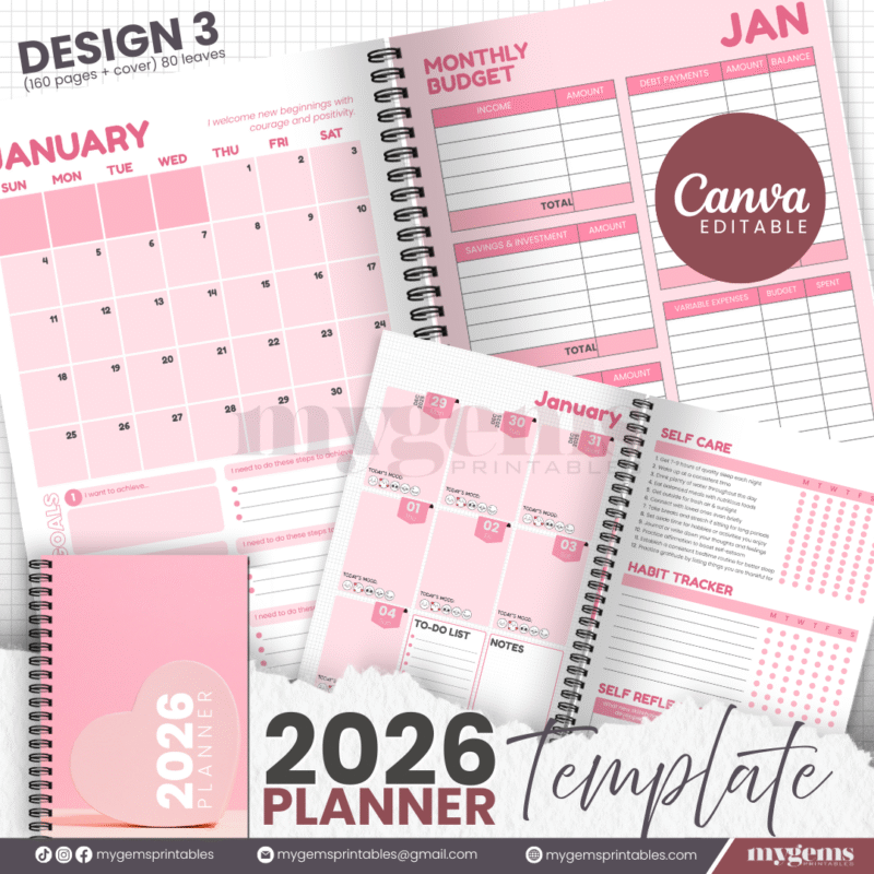 10 Designs | 2026 Planner Template (A5) | Canva Editable - Image 10