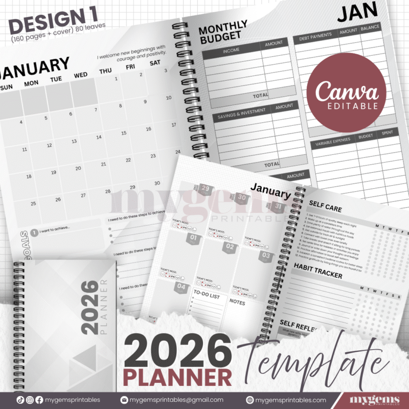 10 Designs | 2026 Planner Template (A5) | Canva Editable - Image 9