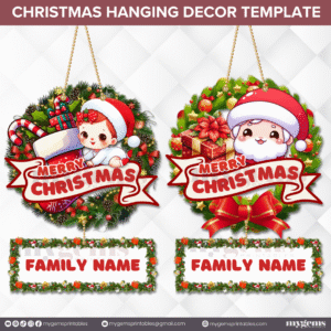 20 Designs | Christmas Hanging Decor Template | Canva Editable