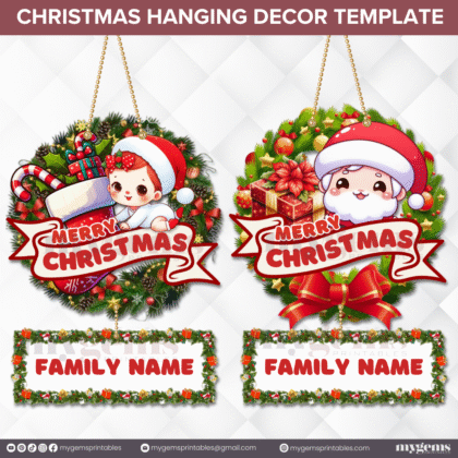 20 Designs | Christmas Hanging Decor Template | Canva Editable