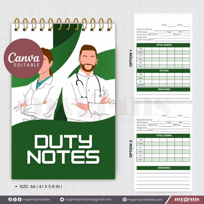 10 Designs | Duty Notes Designed for Medical Student or Clinical duty Template  | Canva Editable - Image 10