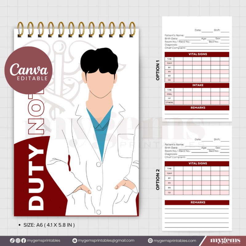 10 Designs | Duty Notes Designed for Medical Student or Clinical duty Template  | Canva Editable - Image 11
