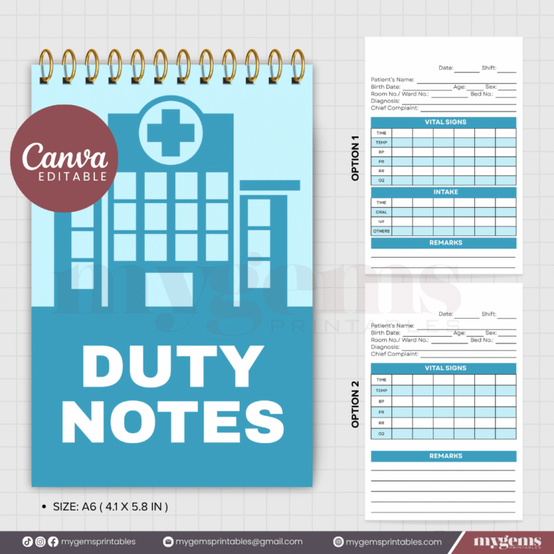 10 Designs | Duty Notes Designed for Medical Student or Clinical duty Template  | Canva Editable - Image 3