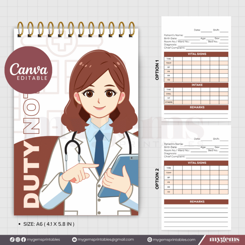 10 Designs | Duty Notes Designed for Medical Student or Clinical duty Template  | Canva Editable - Image 5