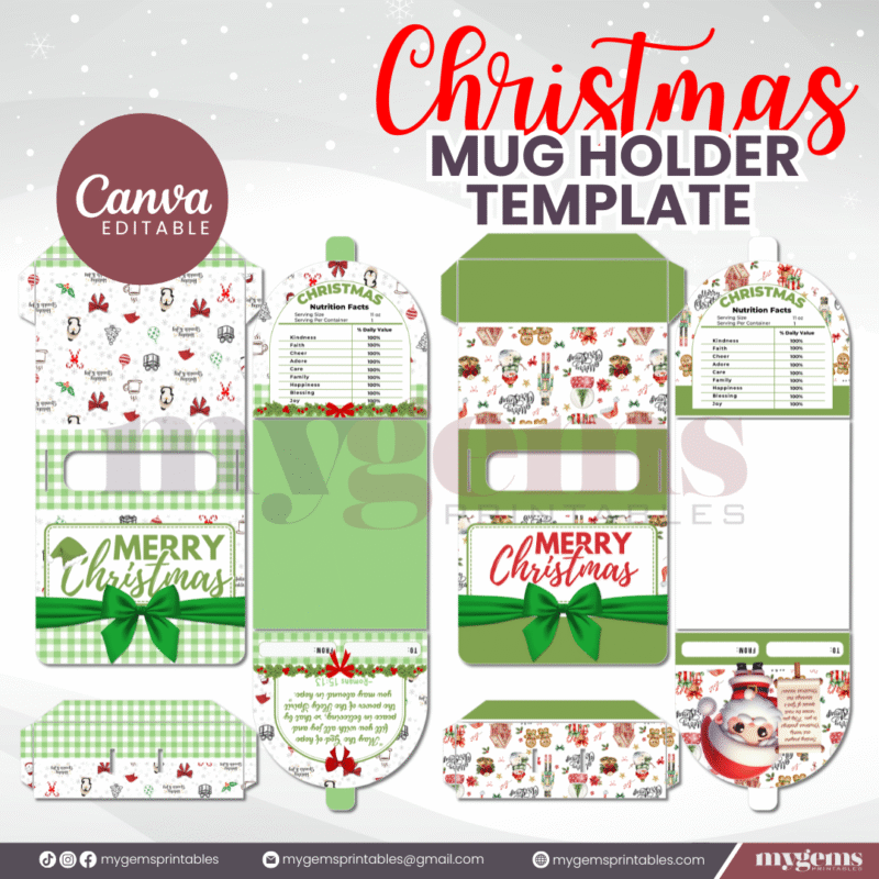 25 Designs | Christmas Mug Holder Template | Canva Editable | Ready to Print - Image 7