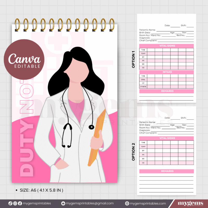 10 Designs | Duty Notes Designed for Medical Student or Clinical duty Template  | Canva Editable - Image 9