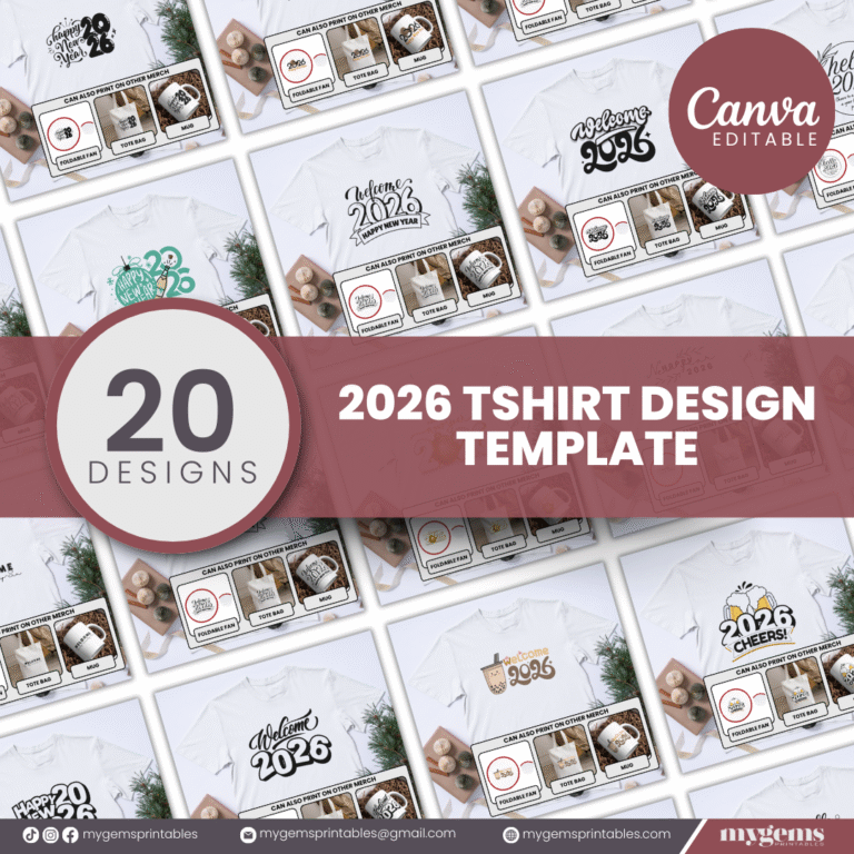 20 Designs | 2026 Tshirt Design Template | Canva PRO Editable