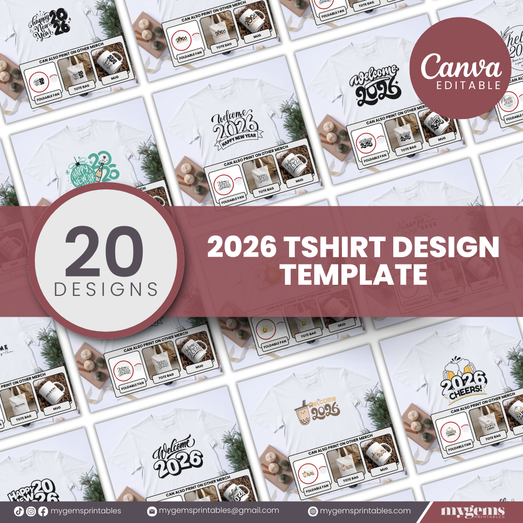 20 Designs | 2026 Tshirt Design Template | Canva PRO Editable