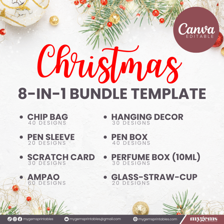 8-in-1 Christmas Themed Bundle Template | Canva Editable