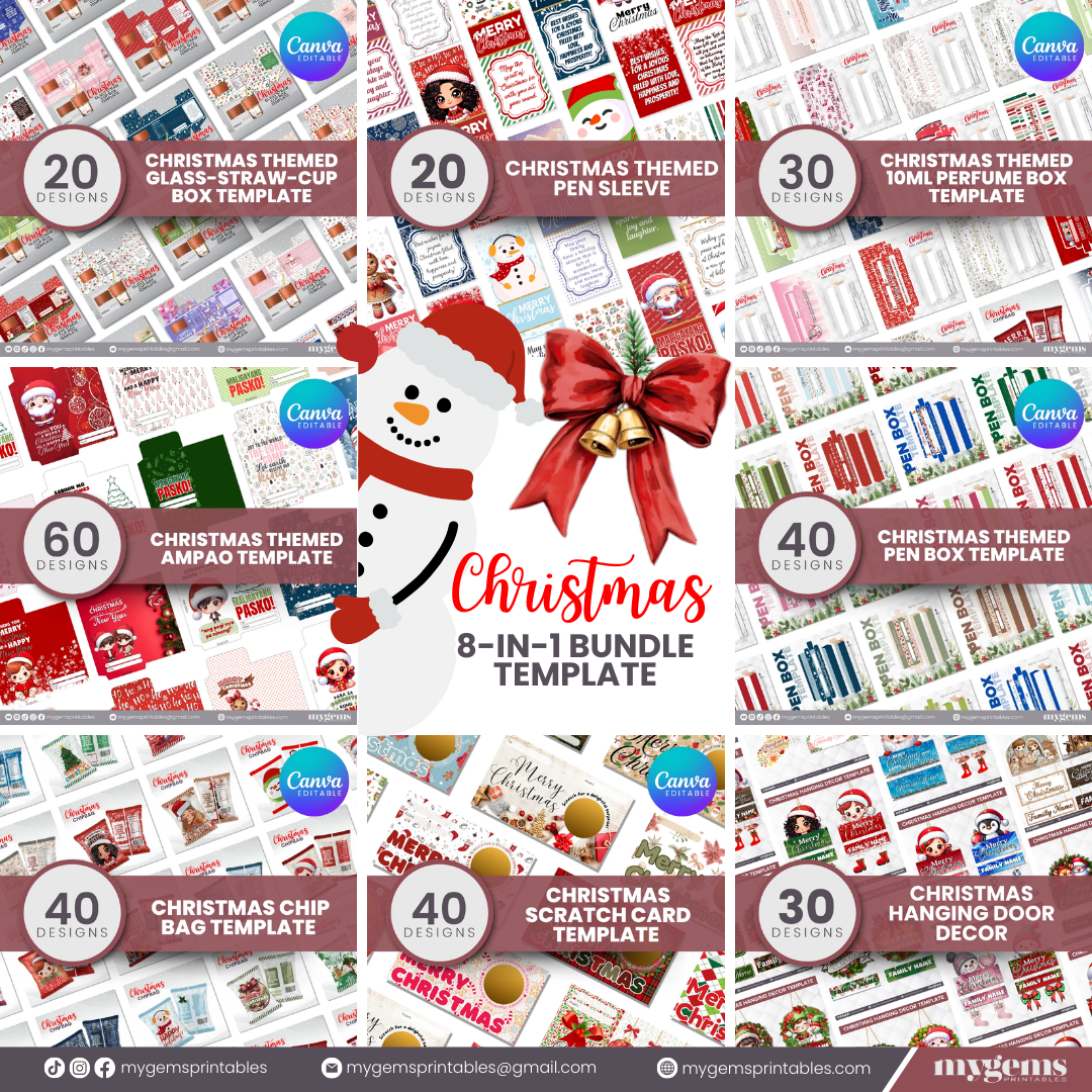 8-in-1 Christmas Themed Bundle Template | Canva Editable - Image 2